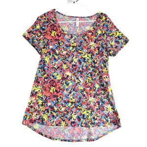 Lularoe Disney Mickey Mouse Print High-Low Shirt Women's S Short Sleeve Cartoon